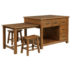 Mayfair Dark Oak 3-piece Kitchen Island with Extension Table - Ornate Home