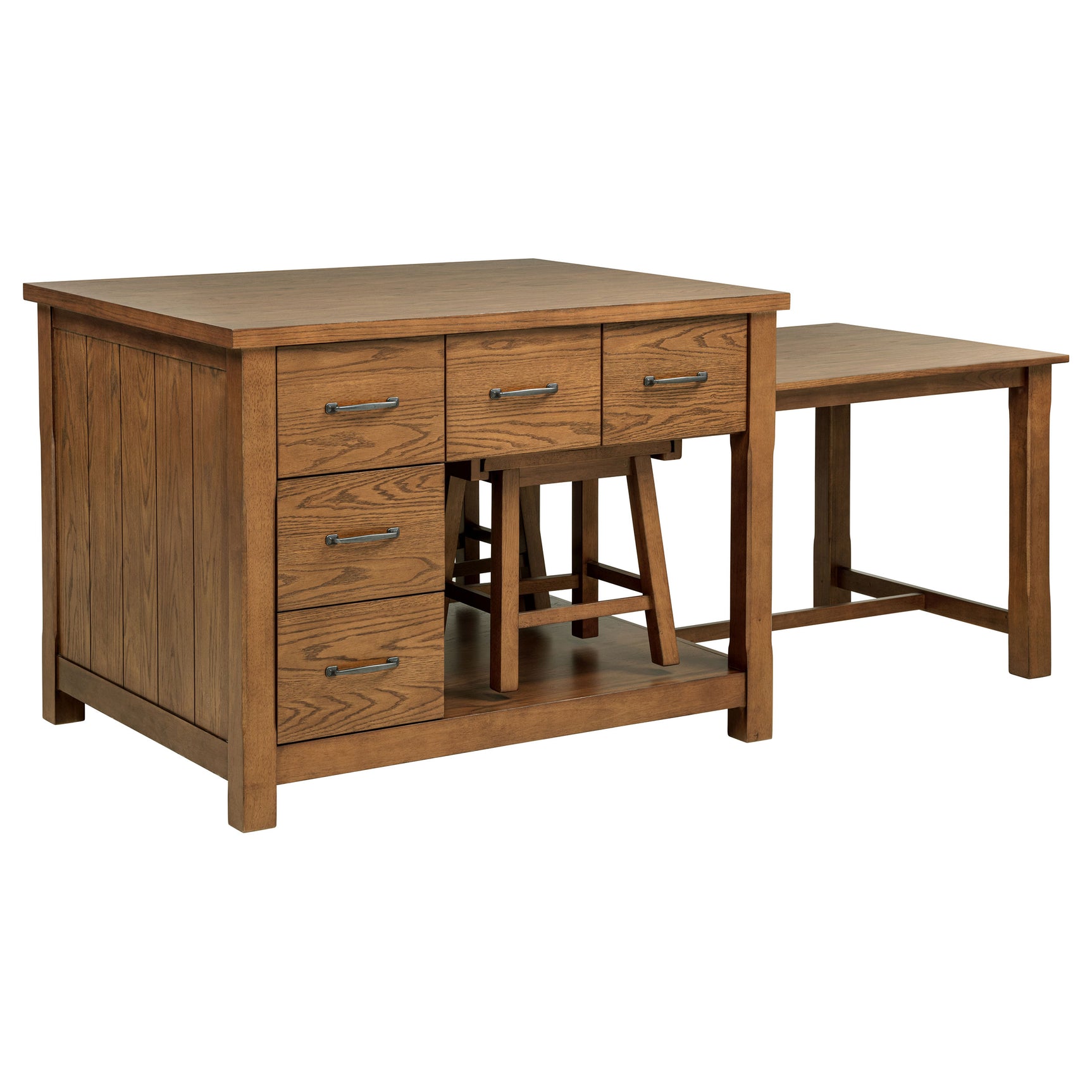 Mayfair Dark Oak 3-piece Kitchen Island with Extension Table - Ornate Home