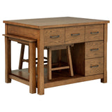 Mayfair Dark Oak 3-piece Kitchen Island with Extension Table - Ornate Home