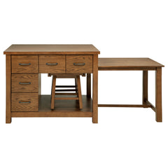 Mayfair Dark Oak 3-piece Kitchen Island with Extension Table - Ornate Home