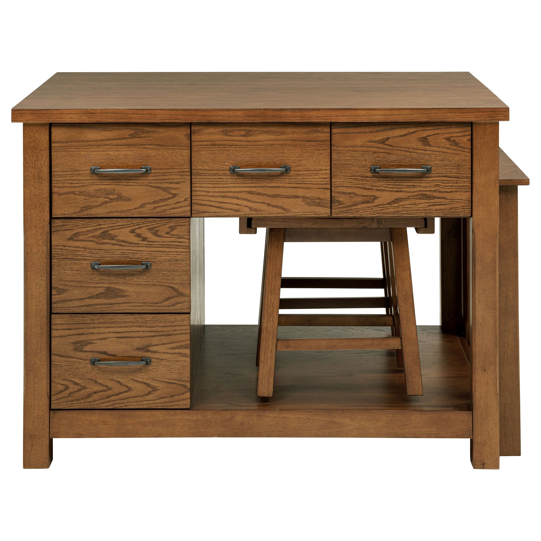 Mayfair Dark Oak 3-piece Kitchen Island with Extension Table - Ornate Home