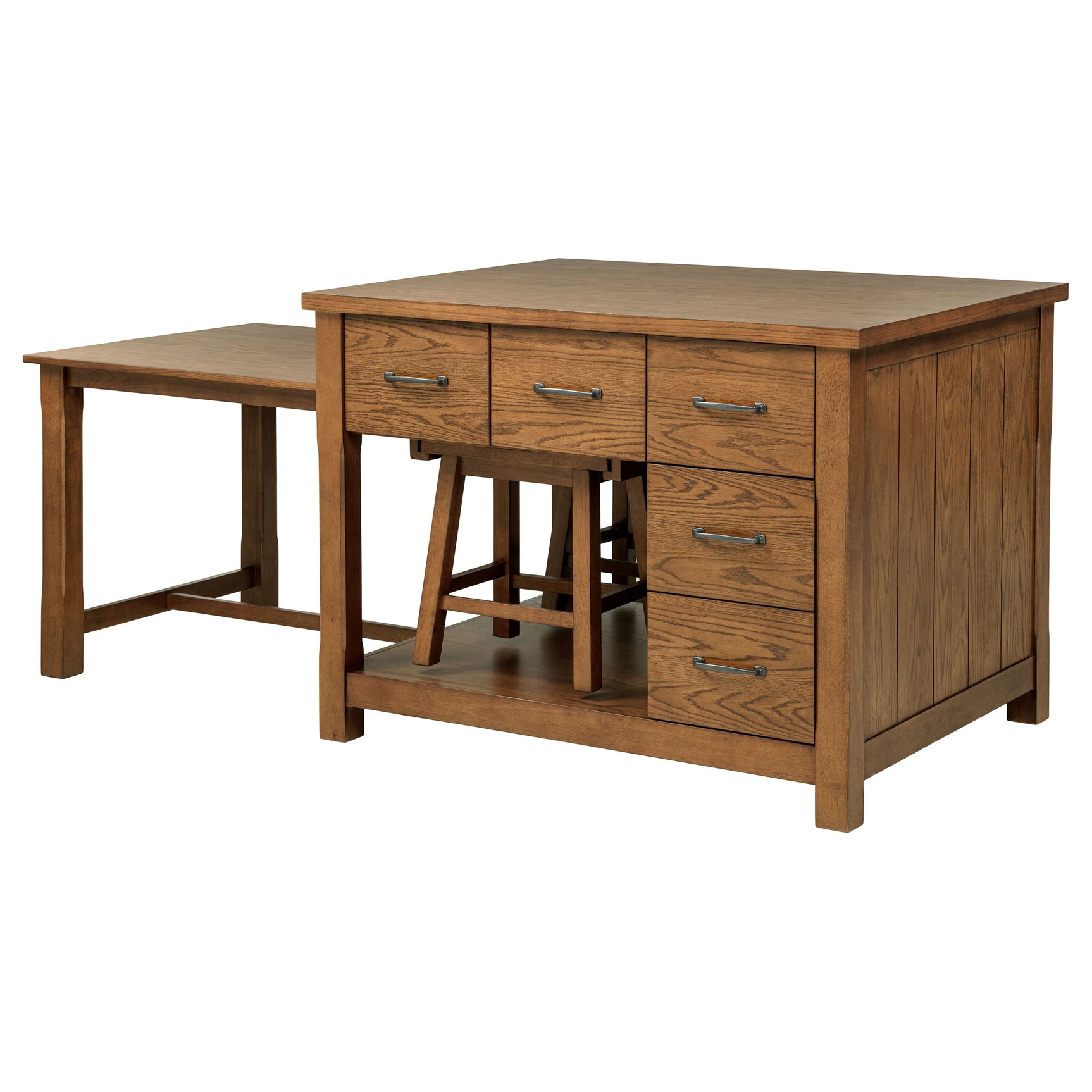 Mayfair Dark Oak 3-piece Kitchen Island with Extension Table - Ornate Home