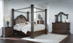 Maylee Dark Brown California King Canopy Bed - Ornate Home
