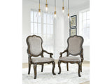 Maylee Dark Brown Dining Arm Chair (Set of 2) (Online Special Price) - Ornate Home