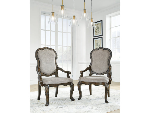 Maylee Dark Brown Dining Arm Chair (Set of 2) - Ornate Home
