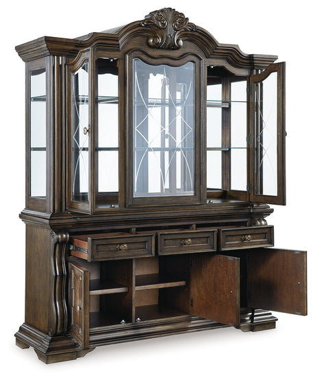 Maylee Dark Brown Dining Buffet and Hutch - Ornate Home