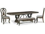 Maylee Dark Brown Dining Table, 2 Chairs and Bench (Online Special Price) - Ornate Home