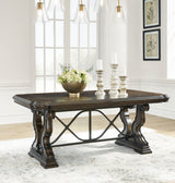 Maylee Dark Brown Dining Table, 6 Chairs and Bench - Ornate Home