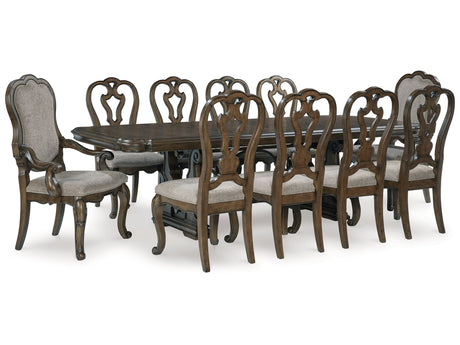 Maylee Dark Brown Dining Table and 10 Chairs - Ornate Home