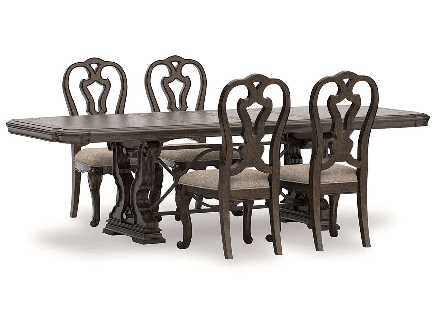 Maylee Dark Brown Dining Table and 4 Chairs - Ornate Home