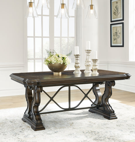 Maylee Dark Brown Dining Table and 4 Chairs - Ornate Home