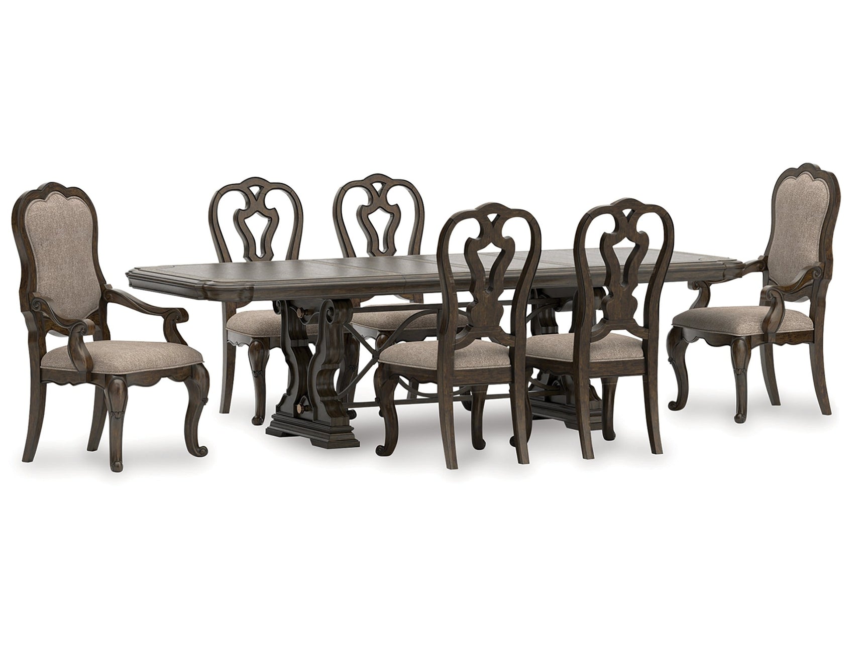 Maylee Dark Brown Dining Table and 6 Chairs - Ornate Home