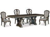 Maylee Dark Brown Dining Table w/4 Chairs - Ornate Home