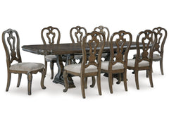 Maylee Dark Brown Dining Table w/8 Chairs - Ornate Home