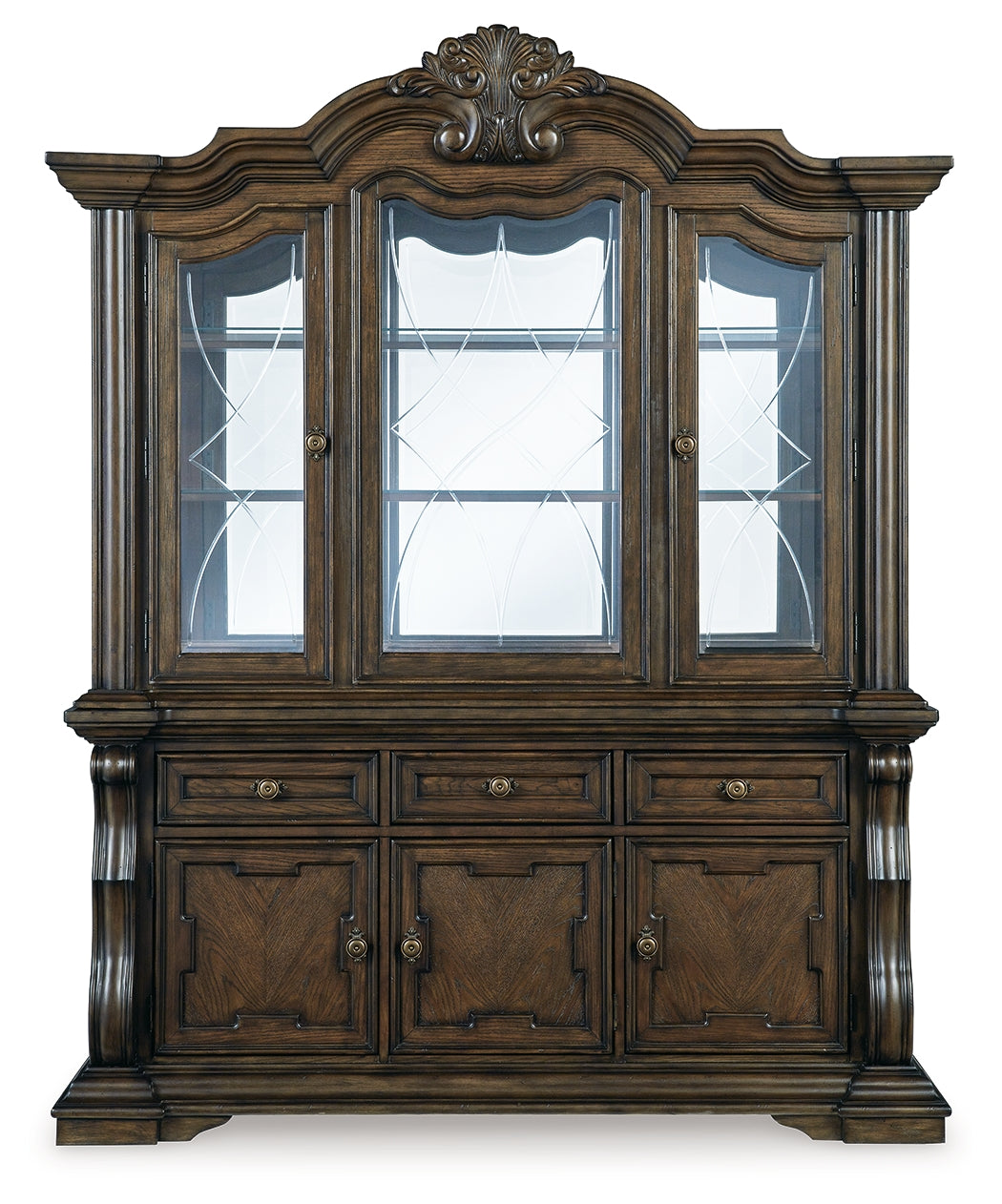 Maylee Dark Brown Dining Table with 6 Chairs and Buffet and Hutch (Online Special Price) - Ornate Home