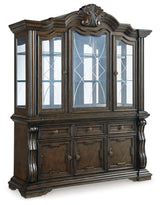 Maylee Dark Brown Dining Table with 6 Chairs and Buffet and Hutch (Online Special Price) - Ornate Home