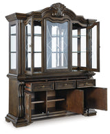 Maylee Dark Brown Dining Table with 6 Chairs and Buffet and Hutch (Online Special Price) - Ornate Home