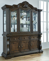 Maylee Dark Brown Dining Table with 6 Chairs and Buffet and Hutch (Online Special Price) - Ornate Home
