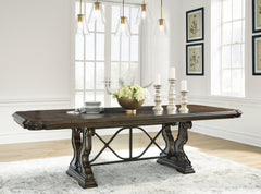 Maylee Dark Brown Dining Table with 6 Chairs and Buffet and Hutch - Ornate Home