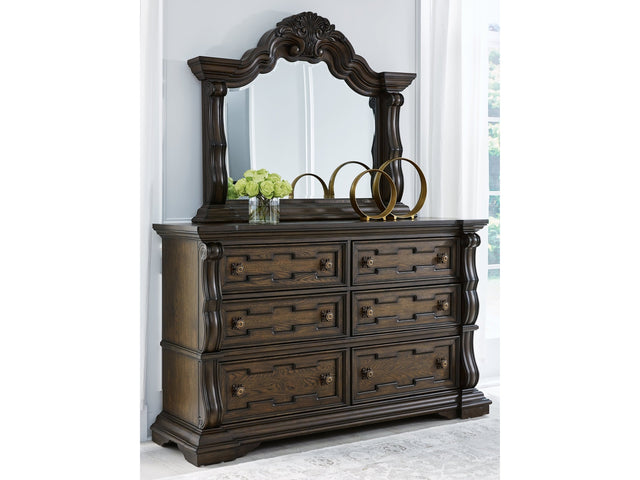 Maylee Dark Brown Dresser and Mirror - Ornate Home