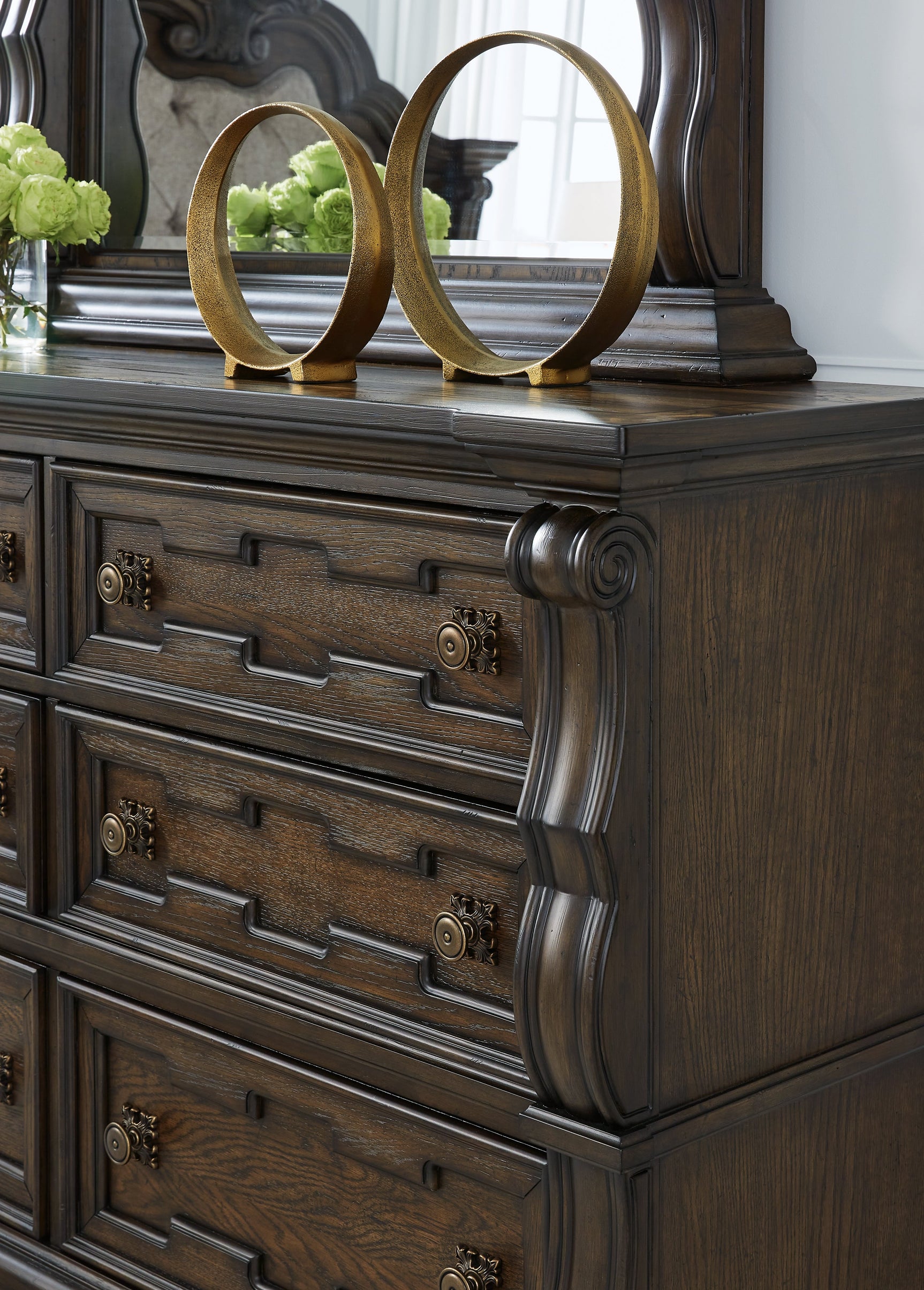Maylee Dark Brown Dresser and Mirror - Ornate Home
