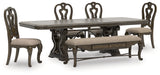 Maylee Dark Brown Extension Dining Table, 4 Chairs and Bench - Ornate Home