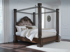 Maylee Dark Brown King Canopy Bed - Ornate Home
