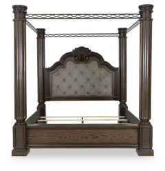 Maylee Dark Brown King Poster Bed and 2 Nightstands - Ornate Home