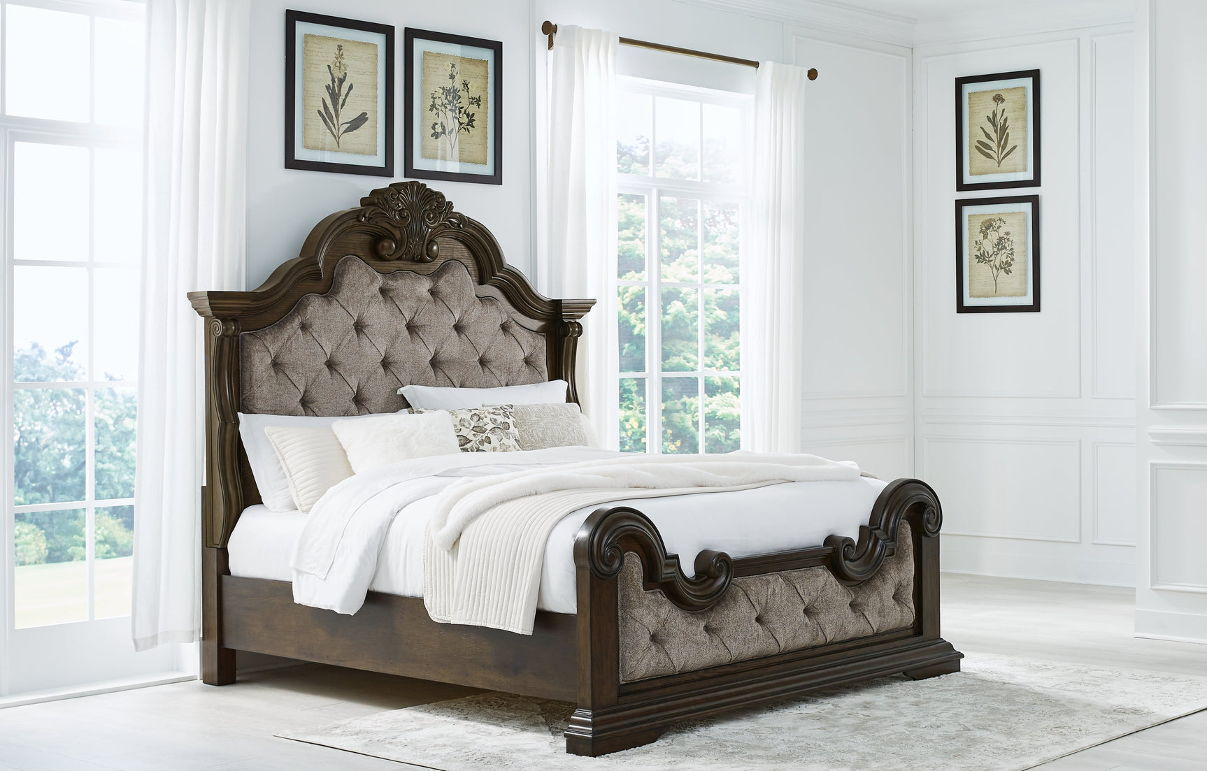 Maylee Dark Brown King Upholstered Bed (Online Special Price) - Ornate Home