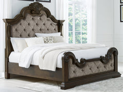 Maylee Dark Brown King Upholstered Bed - Ornate Home