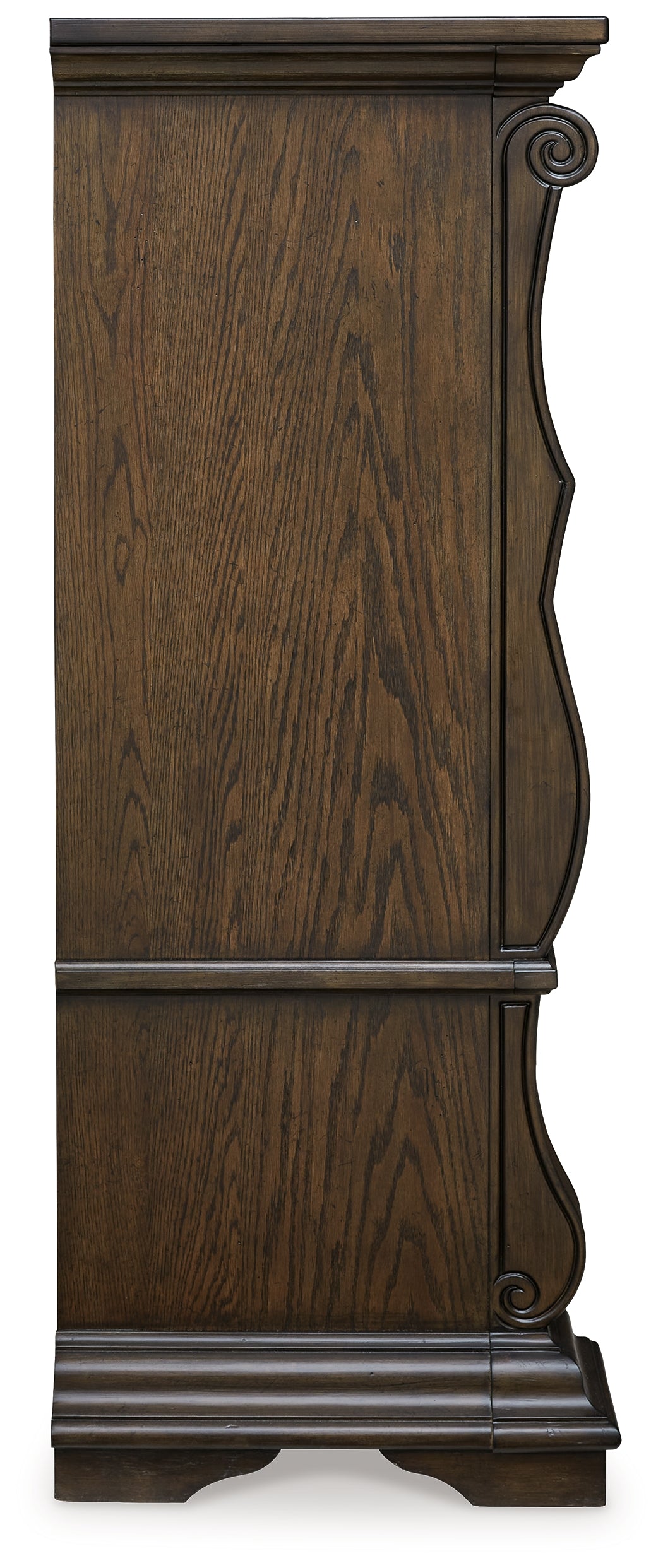 Maylee Dark Brown King Upholstered Panel Bed, Chest and 2 Nightstands - Ornate Home