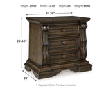 Maylee Dark Brown King Upholstered Panel Bed, Chest and 2 Nightstands - Ornate Home