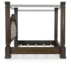 Maylee Dark Brown Queen Canopy Bed - Ornate Home