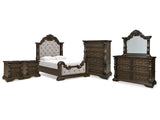 Maylee Dark Brown Queen Panel Bedroom Set with Dresser, Mirror, Chest and 2 Nightstands (Online Special Price) - Ornate Home