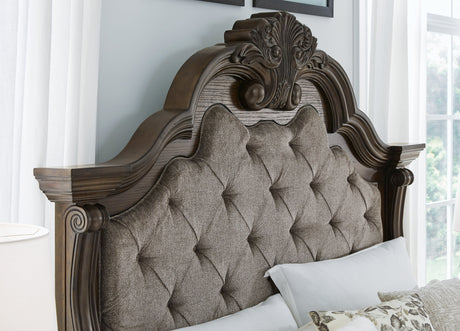 Maylee Dark Brown Queen Upholstered Bed - Ornate Home
