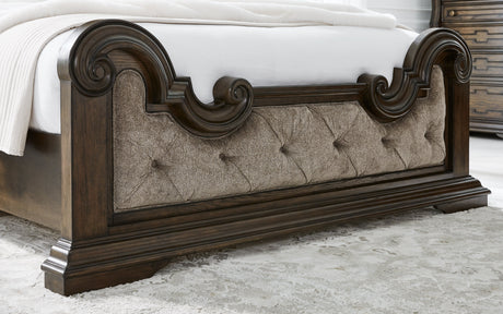 Maylee Dark Brown Queen Upholstered Bed - Ornate Home