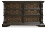 Maylee Dark Brown Queen Upholstered Panel Bed, Dresser and 2 Nightstands (Online Special Price) - Ornate Home