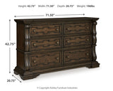 Maylee Dark Brown Queen Upholstered Panel Bed, Dresser and 2 Nightstands (Online Special Price) - Ornate Home