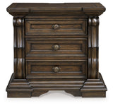 Maylee Dark Brown Queen Upholstered Panel Bedroom Set with Dresser, Mirror and Nightstand - Ornate Home