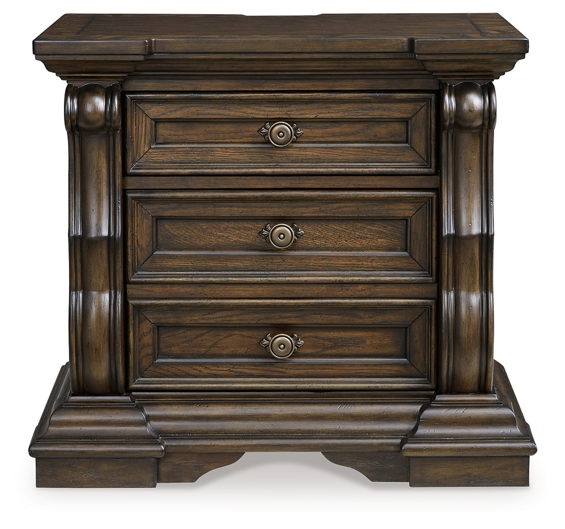 Maylee Dark Brown Queen Upholstered Panel Bedroom Set with Dresser, Mirror and Nightstand - Ornate Home
