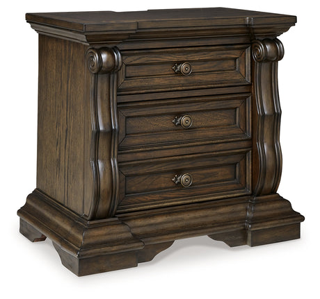 Maylee Dark Brown Queen Upholstered Panel Bedroom Set with Dresser, Mirror and Nightstand - Ornate Home