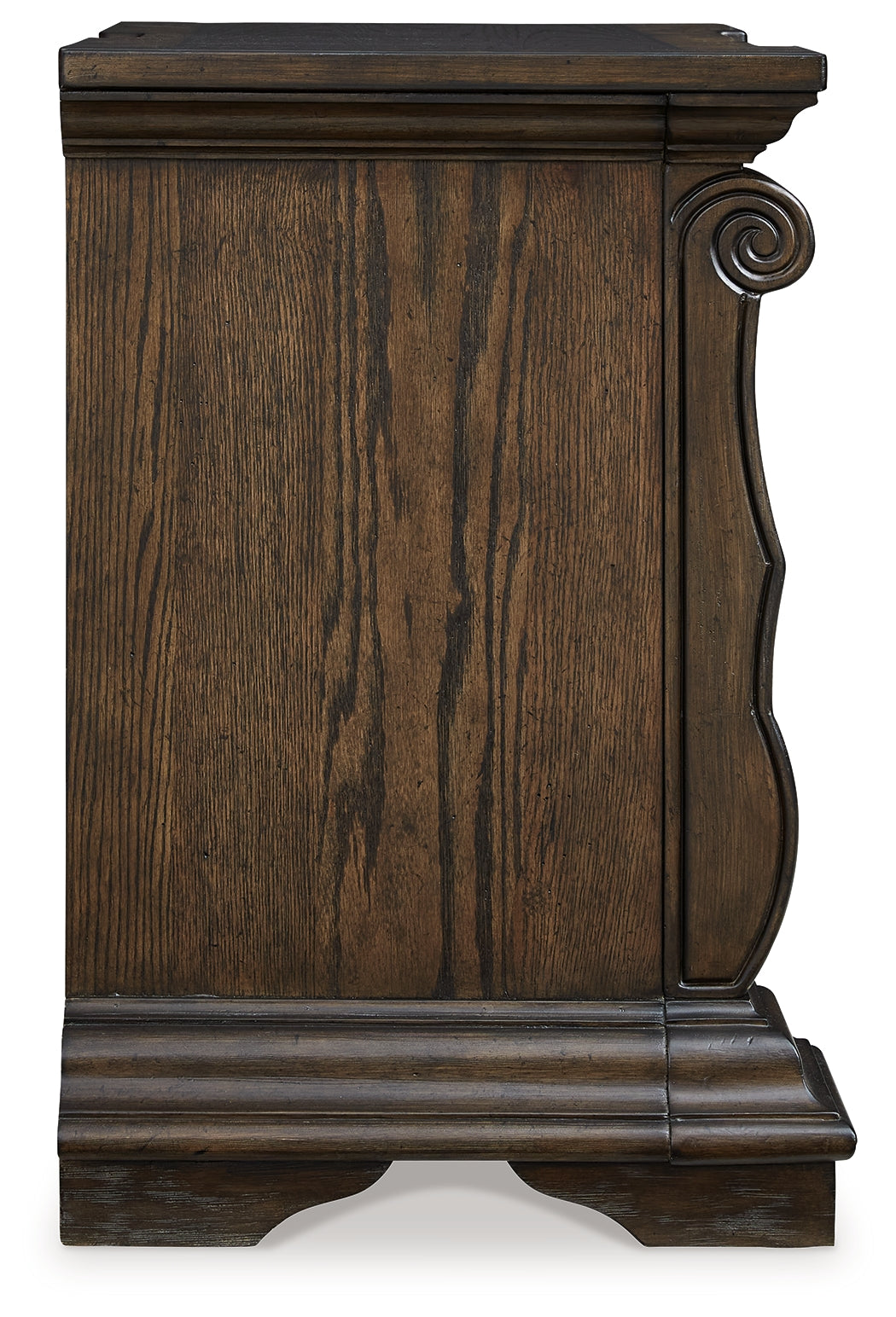 Maylee Dark Brown Queen Upholstered Panel Bedroom Set with Dresser, Mirror and Nightstand - Ornate Home