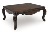 Maylee Dark Brown Rectangular Cocktail Table Cabriole Legs - Ornate Home