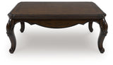 Maylee Dark Brown Rectangular Cocktail Table Cabriole Legs - Ornate Home