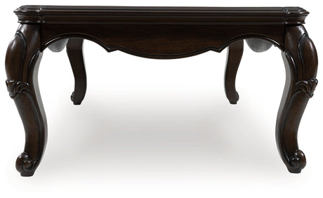 Maylee Dark Brown Rectangular Cocktail Table Cabriole Legs - Ornate Home