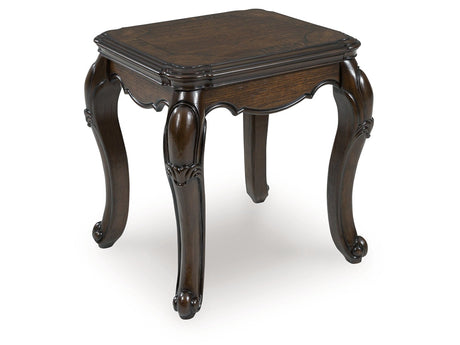 Maylee Dark Brown Rectangular End Table - Ornate Home