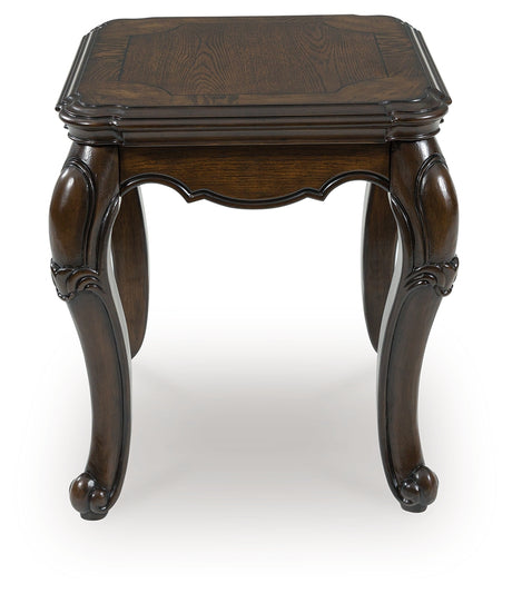 Maylee Dark Brown Rectangular End Table - Ornate Home