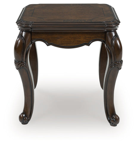 Maylee Dark Brown Rectangular End Table - Ornate Home