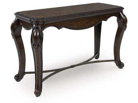 Maylee Dark Brown Sofa Table Cabriole Legs - Ornate Home