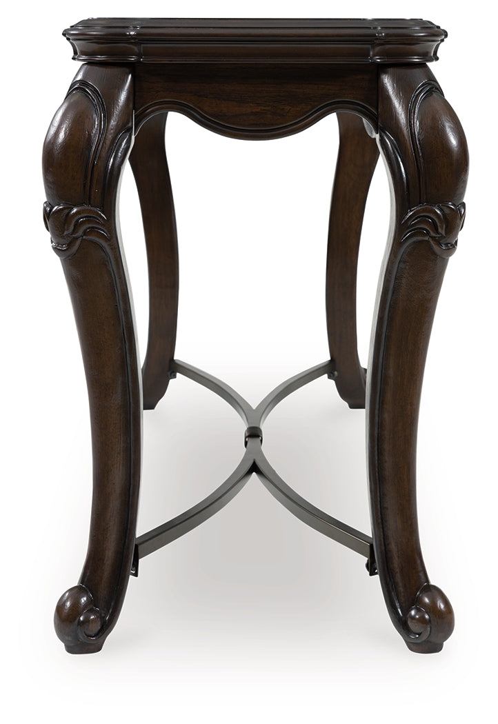 Maylee Dark Brown Sofa Table Cabriole Legs - Ornate Home
